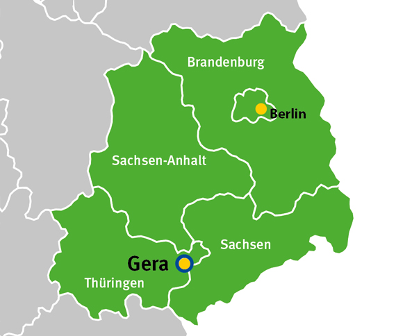 Zuständigkeitsbereich der Bezirksdirektion Gera