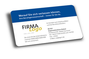 Versichertenkarte: Standard-plus-Version mit Logo und Unternehmensnummer