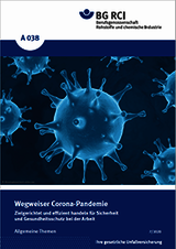 Cover des Merkblatts „Wegweiser Corona-Pandemie: Zielgerichtet und effizient handeln für Sicherheit und Gesundheitsschutz bei der Arbeit 
