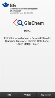 Screenshot der GisChem-App