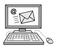 Illustration eines PC mit E-Mail auf dem Bildschirm