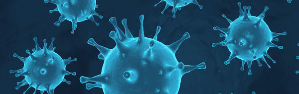 blaue Viren vor schwarzem Hintergrund