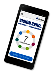Mockup der VISION ZERO App auf schwarzem Handy