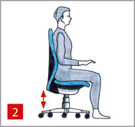 Benutzer in die ergonomisch richtige Einstellung des Stuhles einweisen, wie z. B. die Sitzhöhe einstellen.