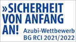 "Sicherheit von Anfang an" Logo des Azubi-Wettbewerbs 2021/2022