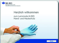 Screenshot des Lernmoduls Hand- und Hautschutz