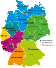 Deutschlandkarte mit regionalen Zuständigkeiten