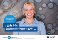 Plakat: abgebildet ist Unternehmerin Bianca Rosenhagen von der Rosenhagen GmbH mit dem Zitat: "Ich bin kommmitmensch"