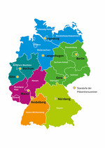 Deutschlandkarte mit den Standorten der Präventionszentren