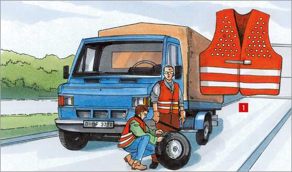 Bei Instandsetzungsarbeiten im Gefahrenbereich des fließenden Verkehrs ist Warnkleidung zu tragen.